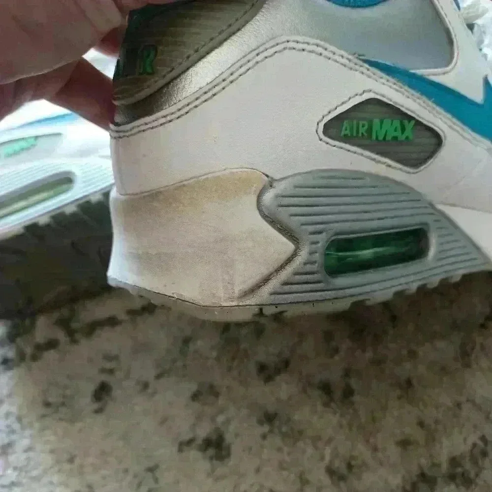 Nike Youth Air Max 90 Leather GS 'Silver Blue Lagoon' Shoe 6Y 7.5 Women